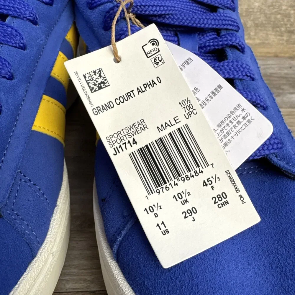 Adidas Grand Court Alpha 00s Men’s Sneakers Blue Yellow Size 11 New JI1714